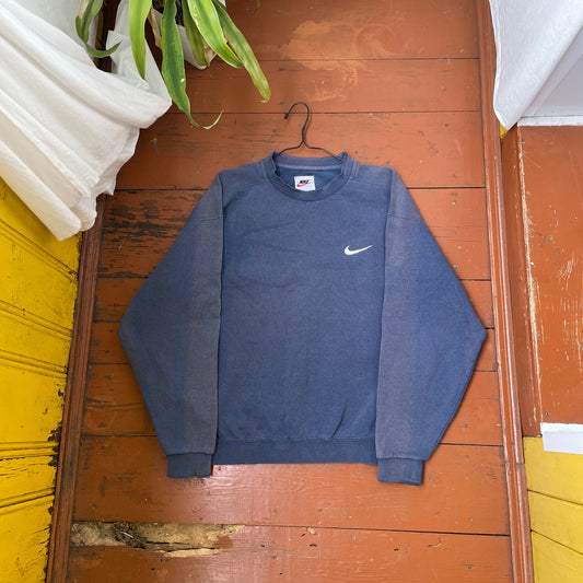 Custom Nike 90s Spider Sweatshirt – Faded Blue with Subtle Spider Motif | Vintage Alt Streetwear 1 of 1