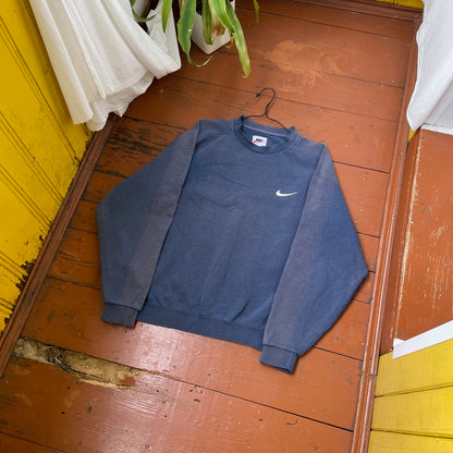 Custom Nike 90s Spider Sweatshirt – Faded Blue with Subtle Spider Motif | Vintage Alt Streetwear 1 of 1