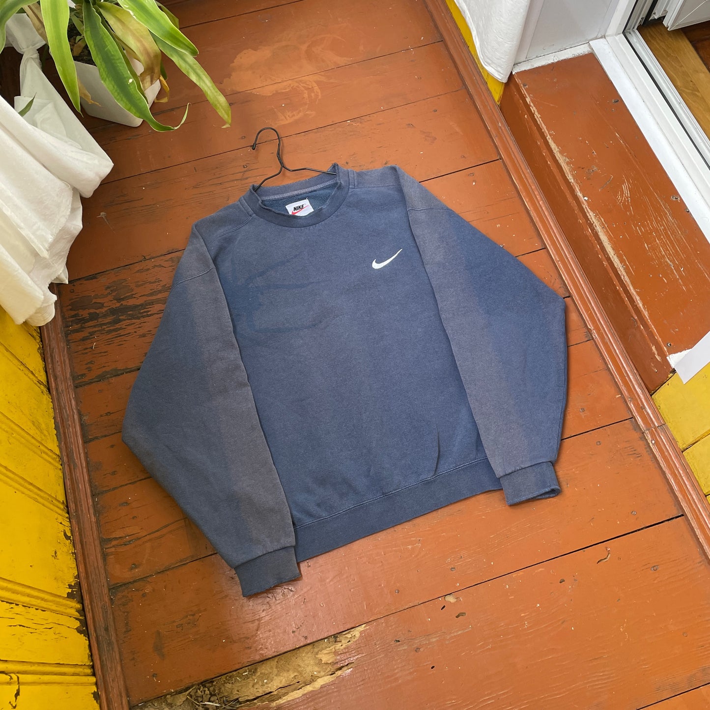 Custom Nike 90s Spider Sweatshirt – Faded Blue with Subtle Spider Motif | Vintage Alt Streetwear 1 of 1