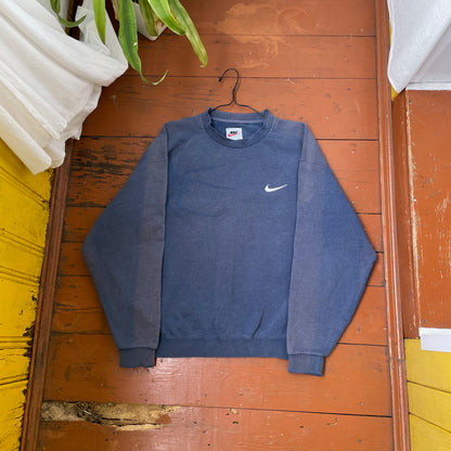 Custom Nike 90s Spider Sweatshirt – Faded Blue with Subtle Spider Motif | Vintage Alt Streetwear 1 of 1