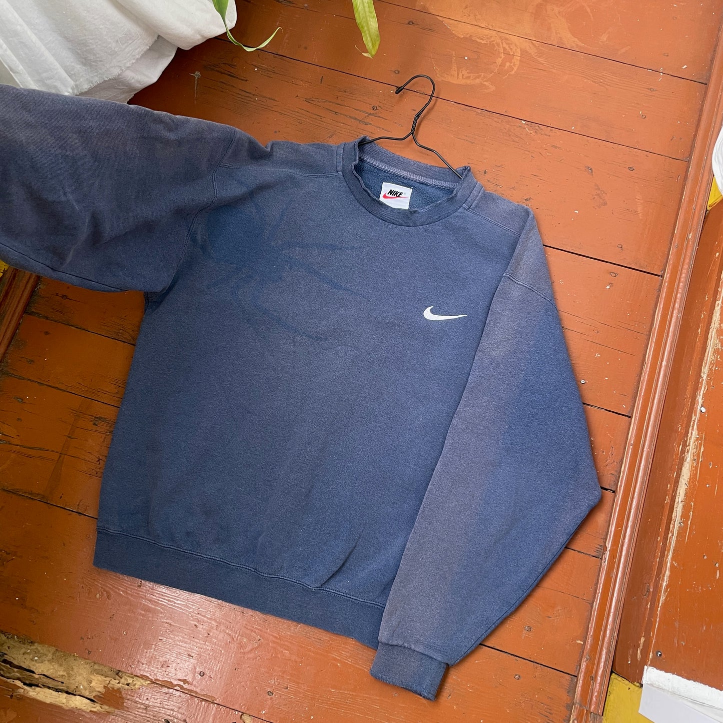 Custom Nike 90s Spider Sweatshirt – Faded Blue with Subtle Spider Motif | Vintage Alt Streetwear 1 of 1