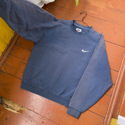 Custom Nike 90s Spider Sweatshirt – Faded Blue with Subtle Spider Motif | Vintage Alt Streetwear 1 of 1
