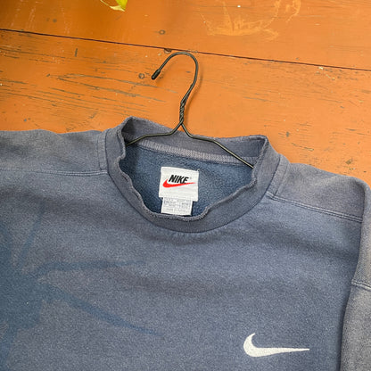 Custom Nike 90s Spider Sweatshirt – Faded Blue with Subtle Spider Motif | Vintage Alt Streetwear 1 of 1