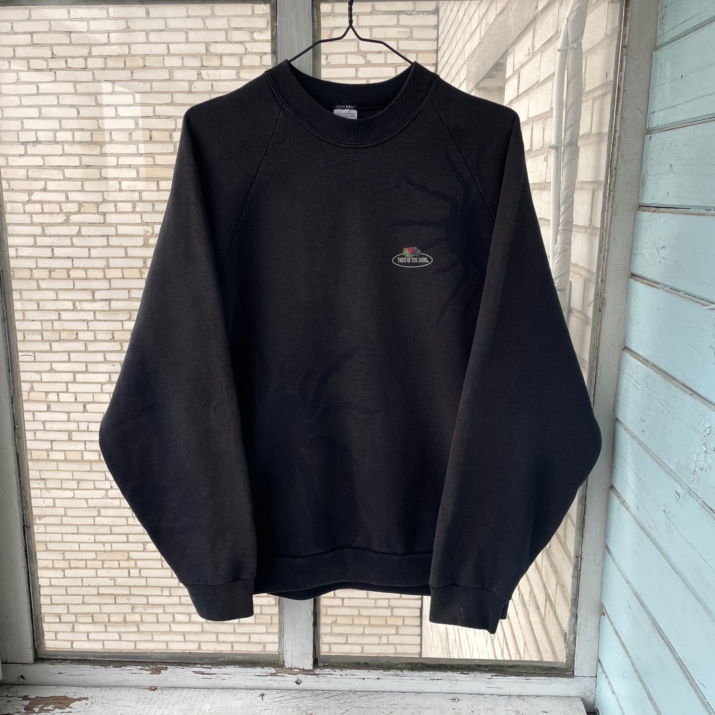 Custom Fruit of the Loom Spider Sweatshirt – Faded Black 90s Vintage Crewneck | Alt Streetwear 1 of 1
