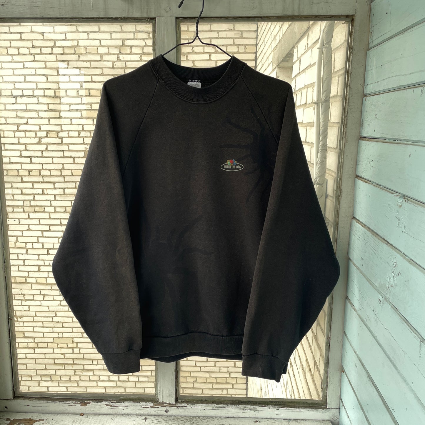Custom Fruit of the Loom Spider Sweatshirt – Faded Black 90s Vintage Crewneck | Alt Streetwear 1 of 1