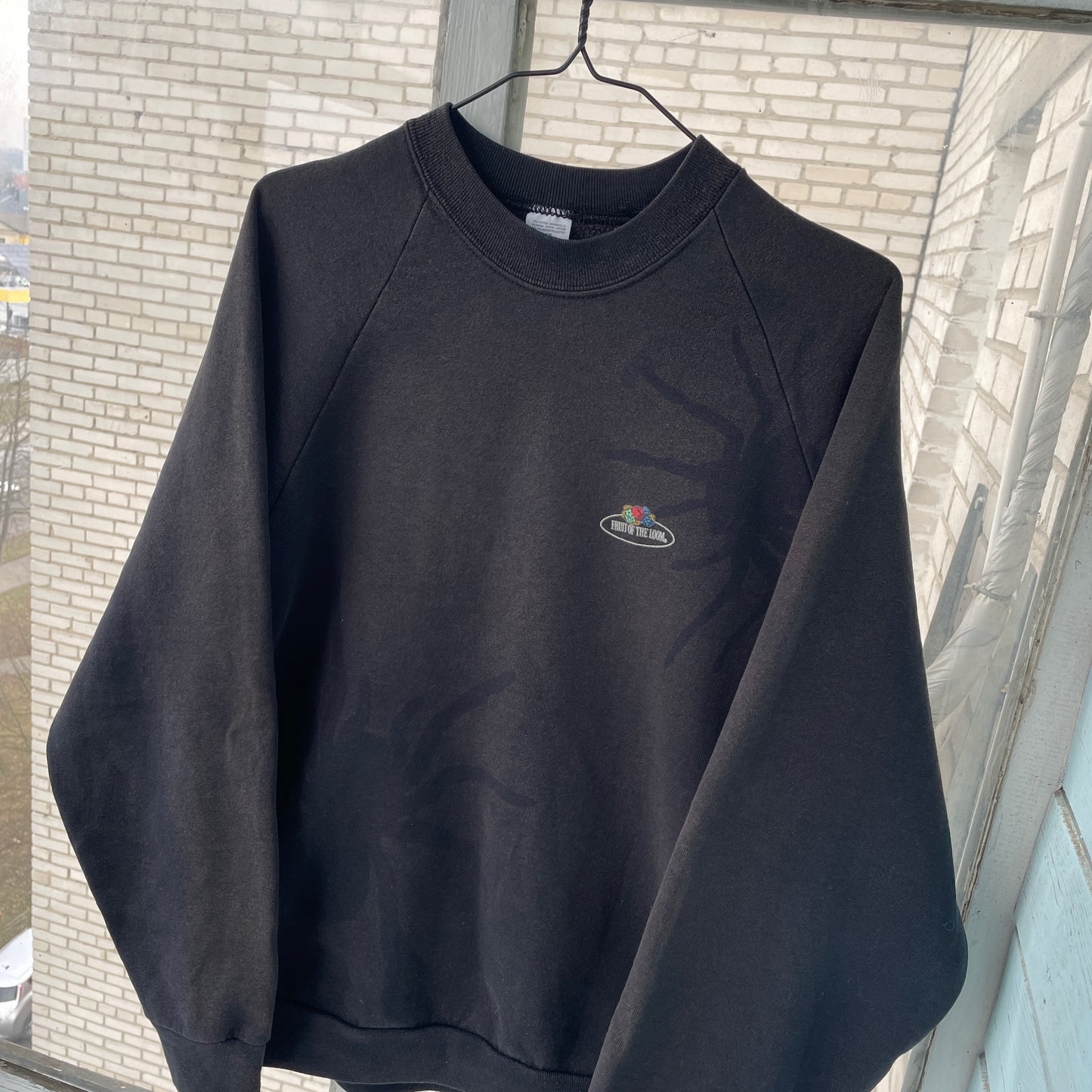 Custom Fruit of the Loom Spider Sweatshirt – Faded Black 90s Vintage Crewneck | Alt Streetwear 1 of 1