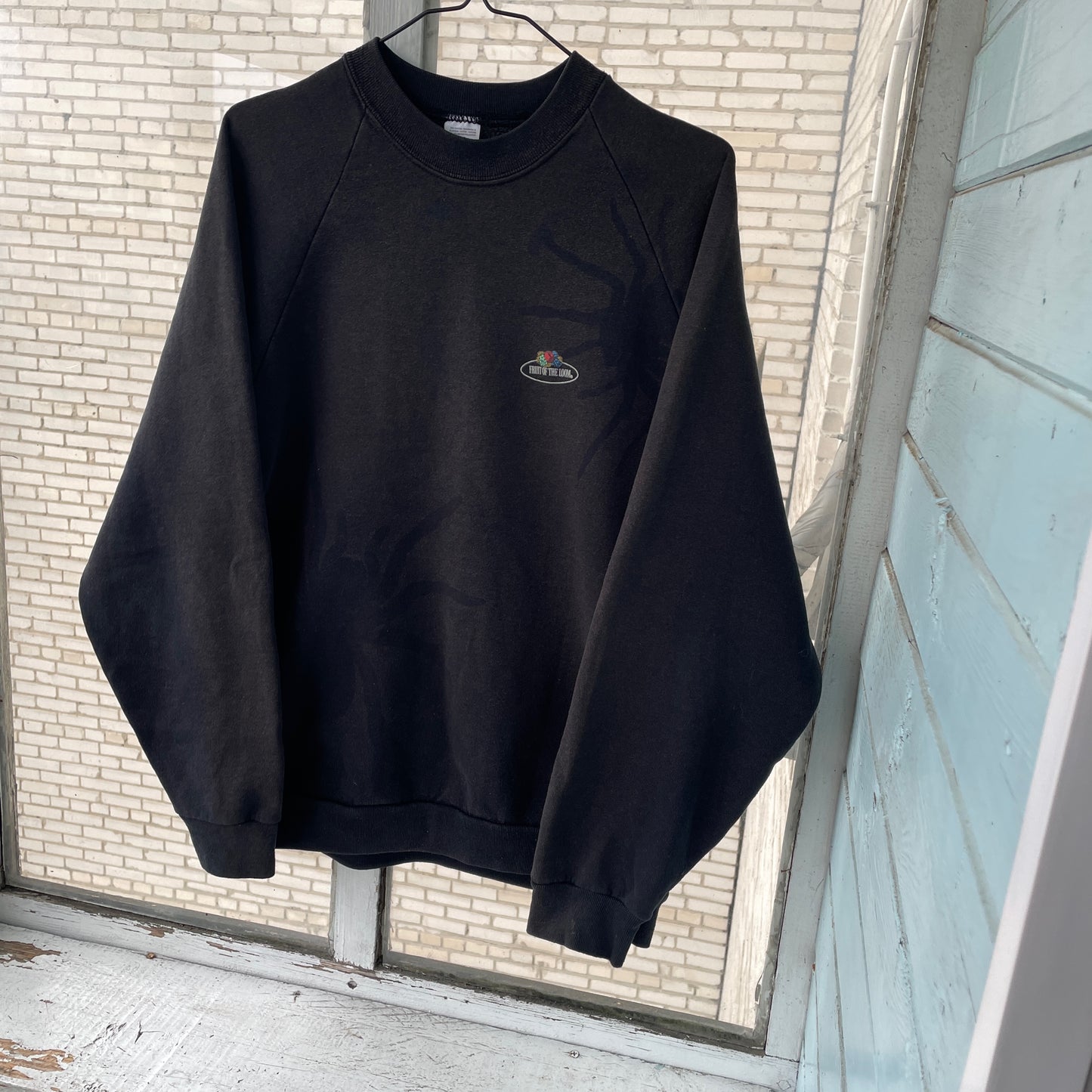 Custom Fruit of the Loom Spider Sweatshirt – Faded Black 90s Vintage Crewneck | Alt Streetwear 1 of 1