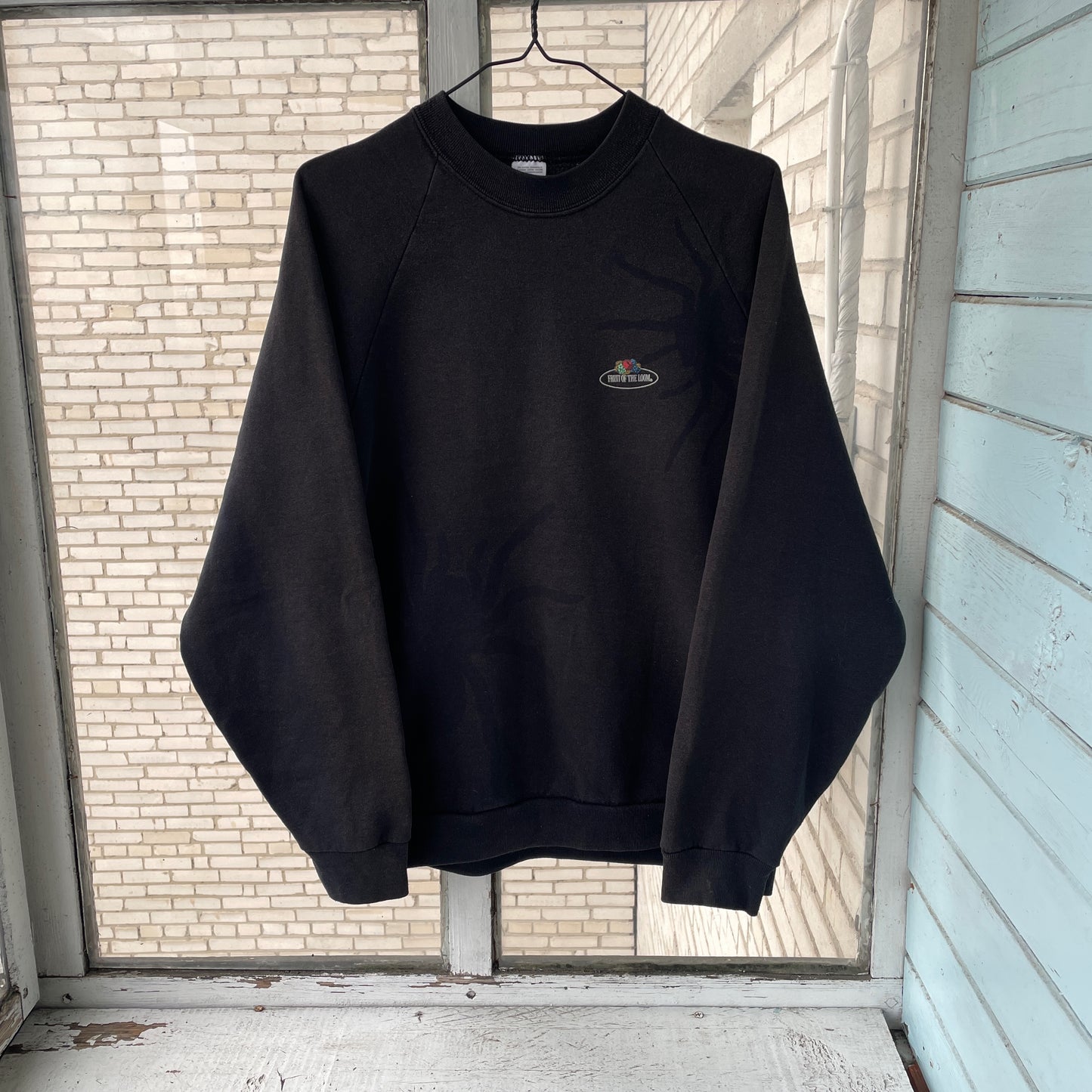 Custom Fruit of the Loom Spider Sweatshirt – Faded Black 90s Vintage Crewneck | Alt Streetwear 1 of 1