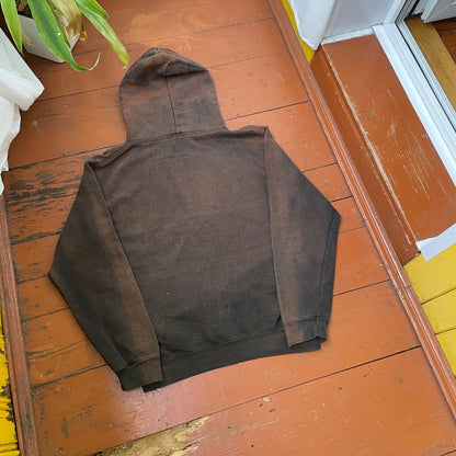 Custom Horror Mask Hoodie – Bleached Black with Skull & Axe Print | Handcrafted Distressed Hoodie