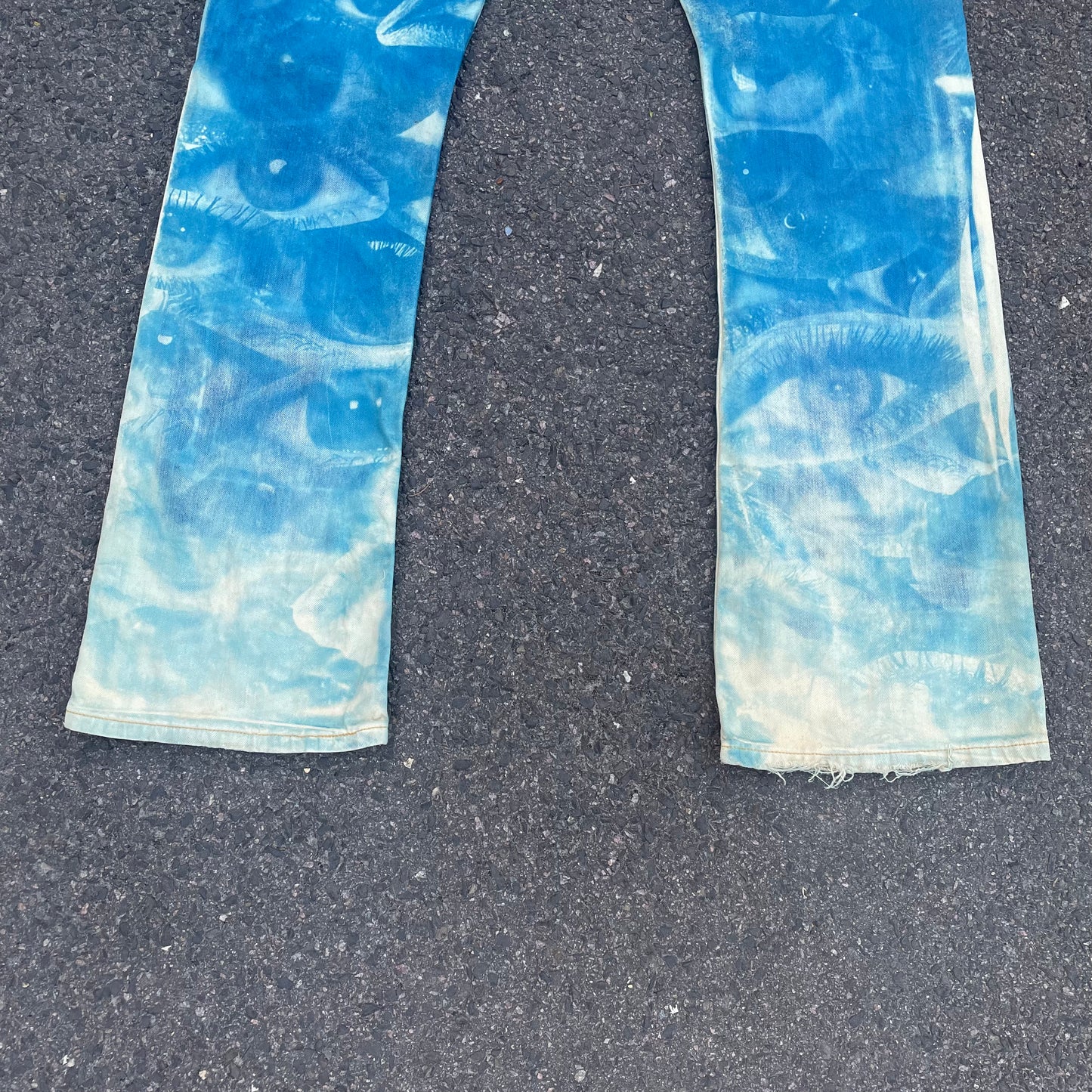 Custom Levi’s Eye Print Jeans – Blue with Artistic Graphics | 1 of 1 Reworked Denim