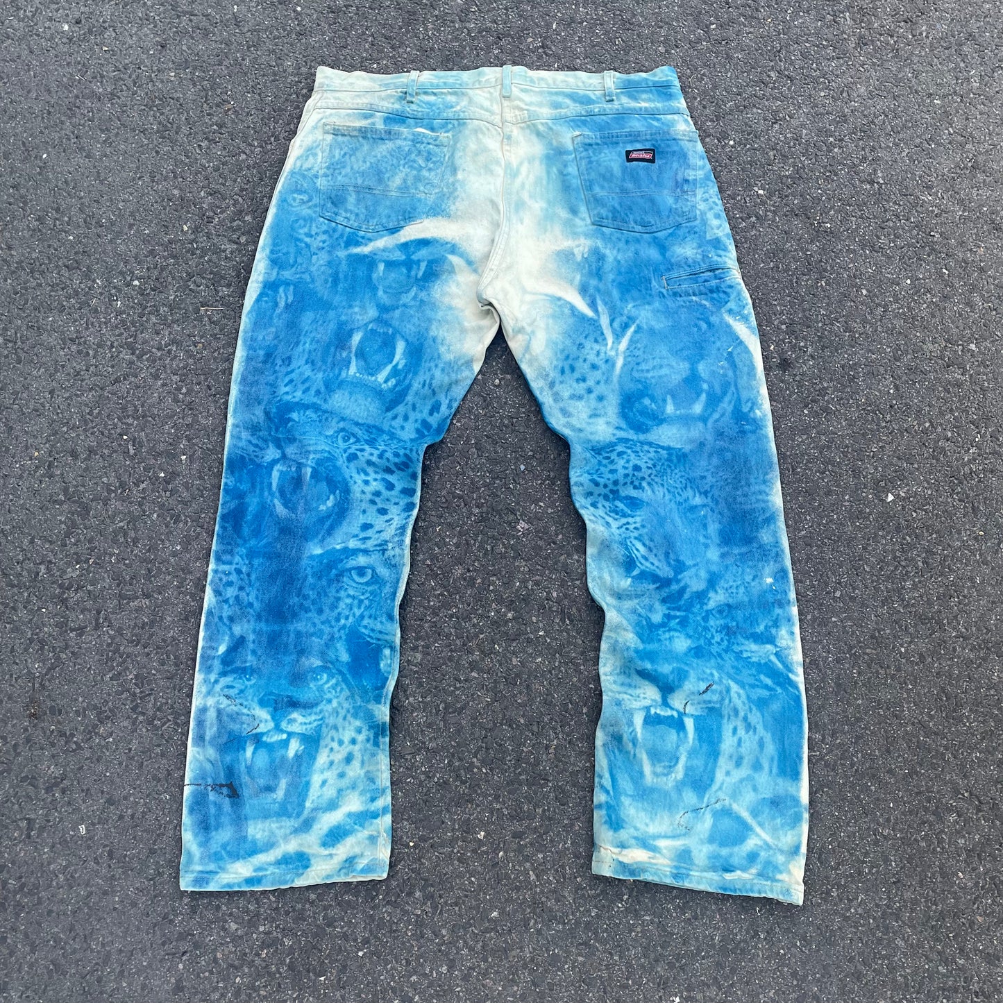 Custom Dickies Tiger Print Workwear Pants – Blue with All-Over Graphic | 1 of 1 Reworked Canvas