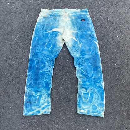 Custom Dickies Tiger Print Workwear Pants – Blue with All-Over Graphic | 1 of 1 Reworked Canvas