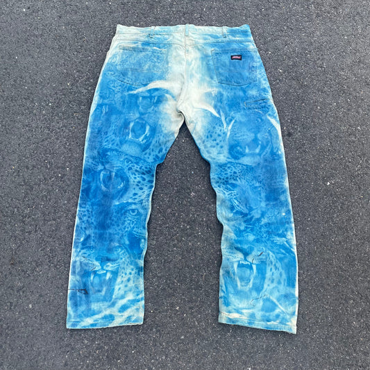 Custom Dickies Tiger Print Workwear Pants – Blue with All-Over Graphic | 1 of 1 Reworked Canvas