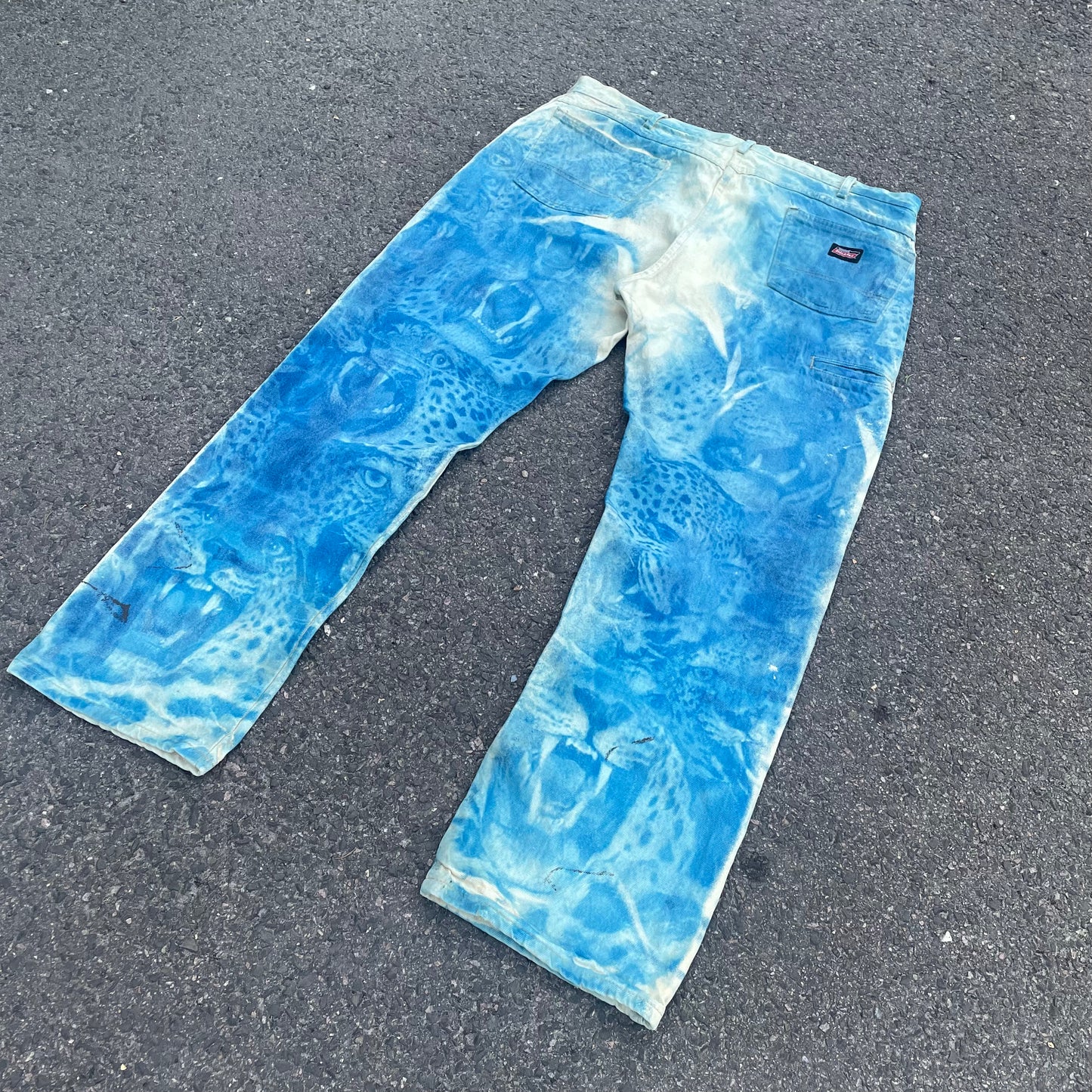 Custom Dickies Tiger Print Workwear Pants – Blue with All-Over Graphic | 1 of 1 Reworked Canvas