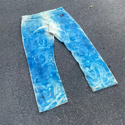 Custom Dickies Tiger Print Workwear Pants – Blue with All-Over Graphic | 1 of 1 Reworked Canvas