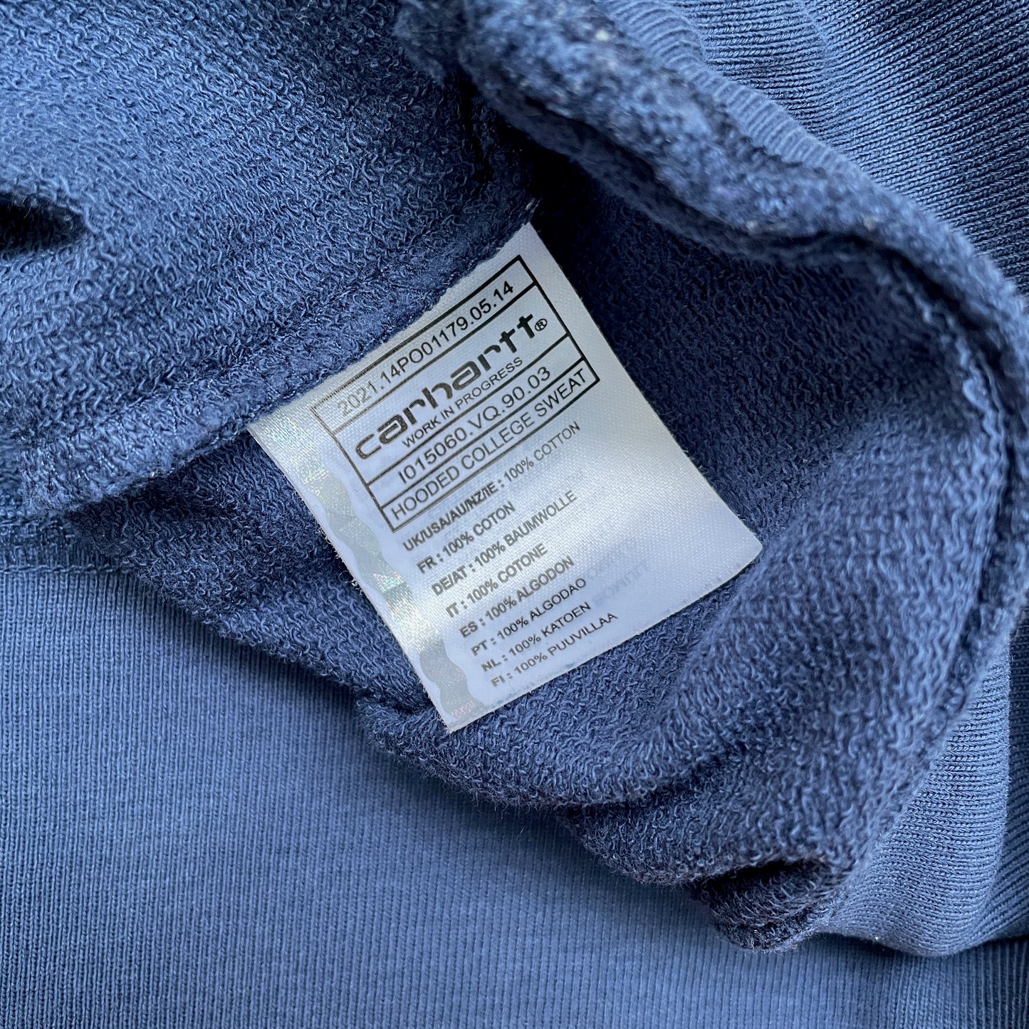 Custom Carhartt Hoodie – Handprinted Roots on Sleeves | Vintage Navy Hoodie 1 of 1