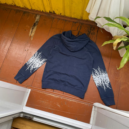 Custom Carhartt Hoodie – Handprinted Roots on Sleeves | Vintage Navy Hoodie 1 of 1