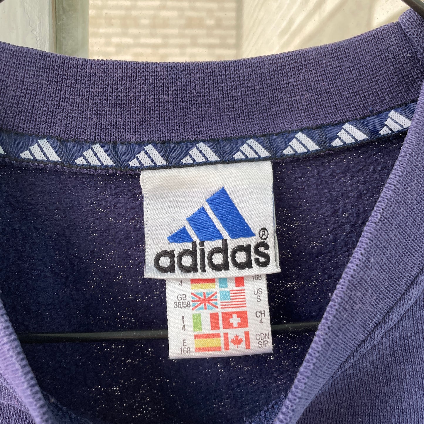 Faded 90s Adidas Sweatshirt – Hand-Faded with Black Spider Pattern | Vintage Sportswear 1 of 1