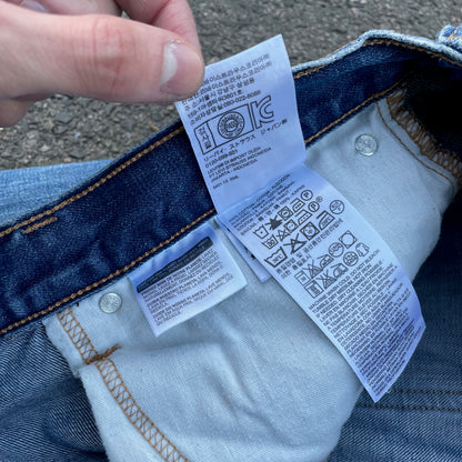 Custom Levi’s Two Dragon Print Jeans – Blue with Yellow Artwork | 1 of 1 Reworked Denim