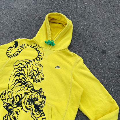 Nike Tiger Print Hoodie – Vibrant Yellow with Black Artwork | 1 of 1 Reworked