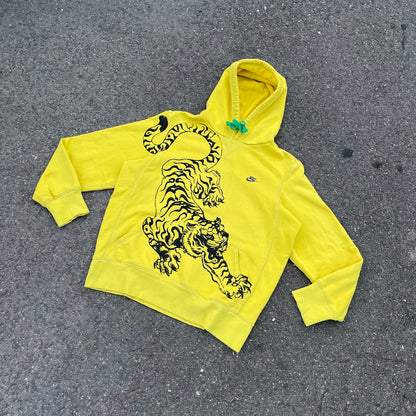 Nike Tiger Print Hoodie – Vibrant Yellow with Black Artwork | 1 of 1 Reworked