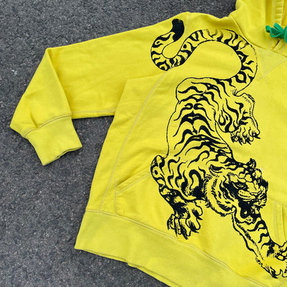 Nike Tiger Print Hoodie – Vibrant Yellow with Black Artwork | 1 of 1 Reworked