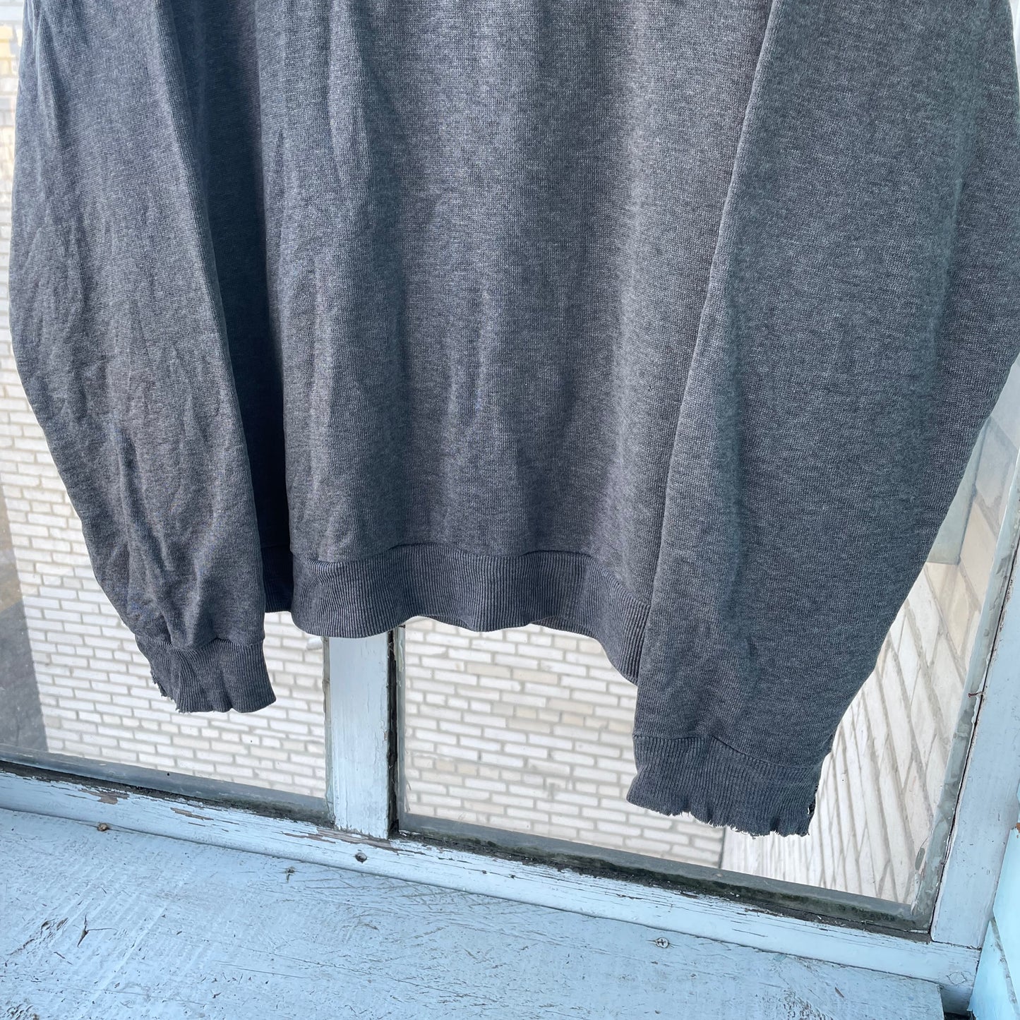 Vintage Valentino Jeans Sweater – Dark Gray Embroidered Logo | 90s Italian Designer Knitwear XL