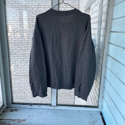 Vintage Valentino Jeans Sweater – Dark Gray Embroidered Logo | 90s Italian Designer Knitwear XL