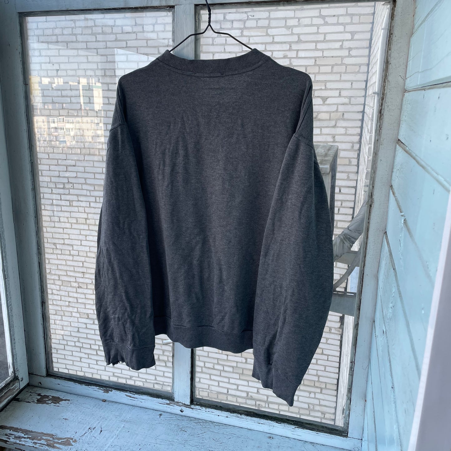 Vintage Valentino Jeans Sweater – Dark Gray Embroidered Logo | 90s Italian Designer Knitwear XL