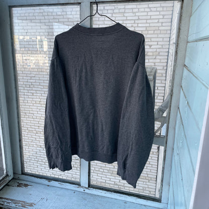 Vintage Valentino Jeans Sweater – Dark Gray Embroidered Logo | 90s Italian Designer Knitwear XL