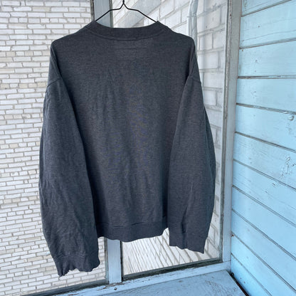 Vintage Valentino Jeans Sweater – Dark Gray Embroidered Logo | 90s Italian Designer Knitwear XL