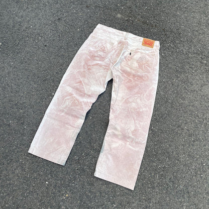 Custom Levi’s Bohemian Abstract Print Jeans – Light Washed Denim | 1 of 1 Reworked Art