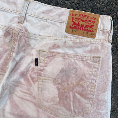 Custom Levi’s Bohemian Abstract Print Jeans – Light Washed Denim | 1 of 1 Reworked Art