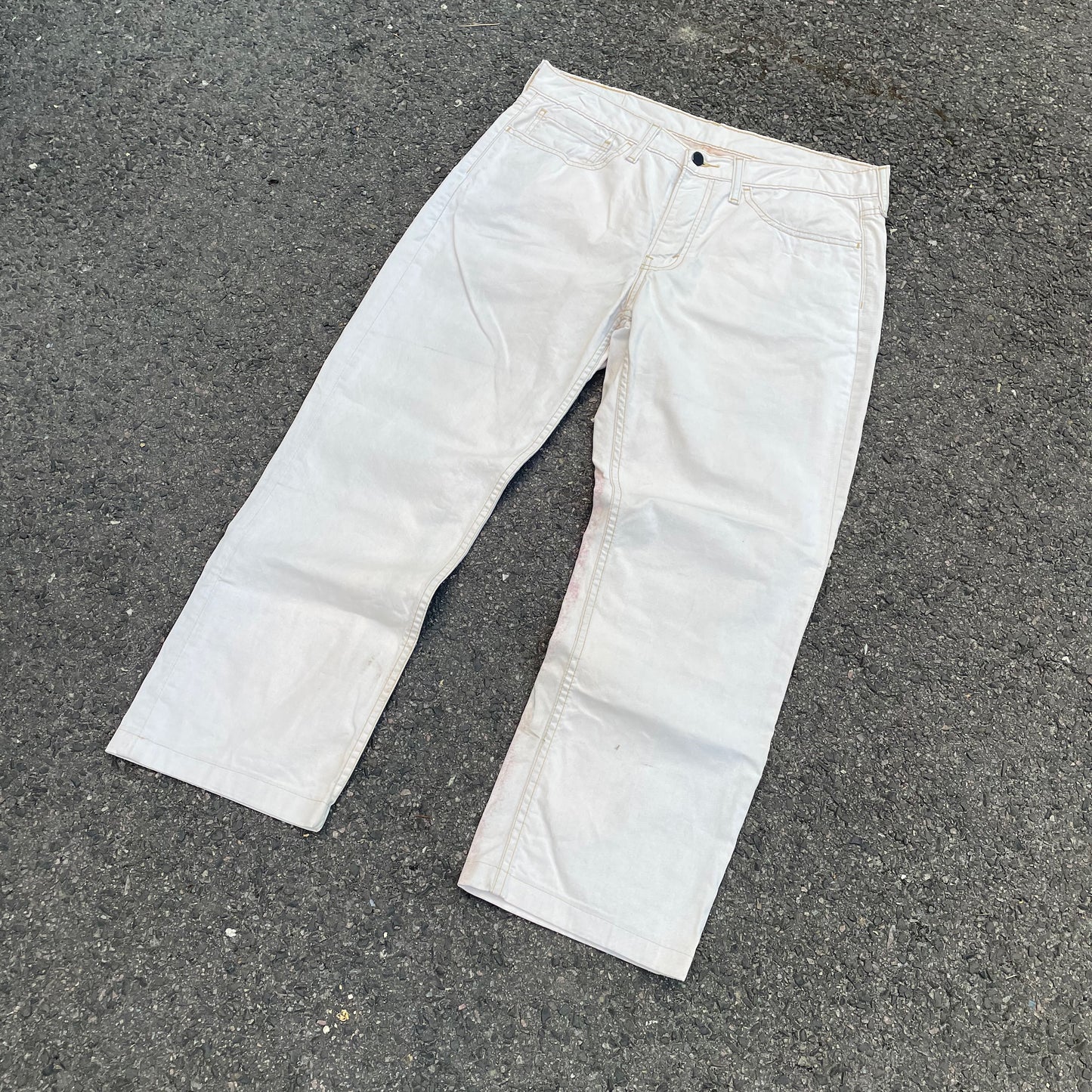 Custom Levi’s Bohemian Abstract Print Jeans – Light Washed Denim | 1 of 1 Reworked Art