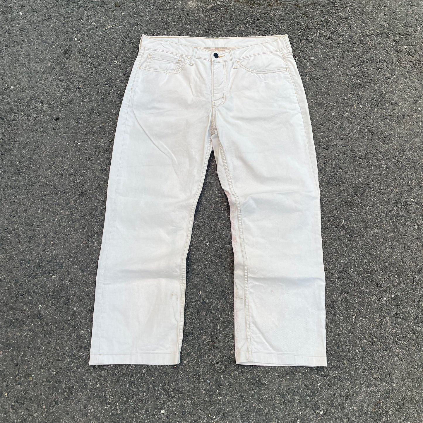 Custom Levi’s Bohemian Abstract Print Jeans – Light Washed Denim | 1 of 1 Reworked Art