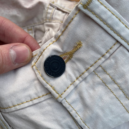 Custom Levi’s Bohemian Abstract Print Jeans – Light Washed Denim | 1 of 1 Reworked Art