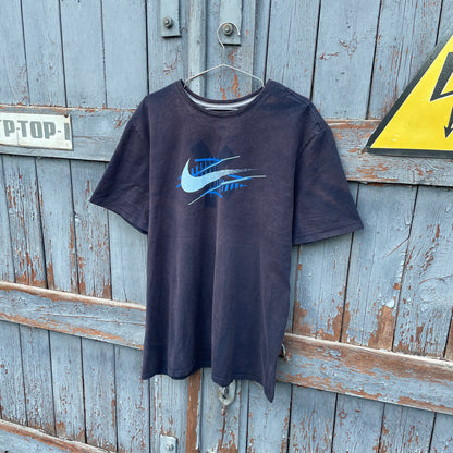 Custom Nike 'Opium' Graphic T-Shirt – Black with Blue/White Print | Reworked Vintage
