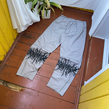 Custom Nike Tech Pants – Black Grunge Root Print | Vintage Streetwear 1 of 1