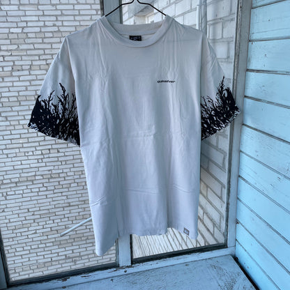 Custom Y2K Graphic Tee – White Oversized with Root Sleeve Print | Vintage Streetwear 1 of 1