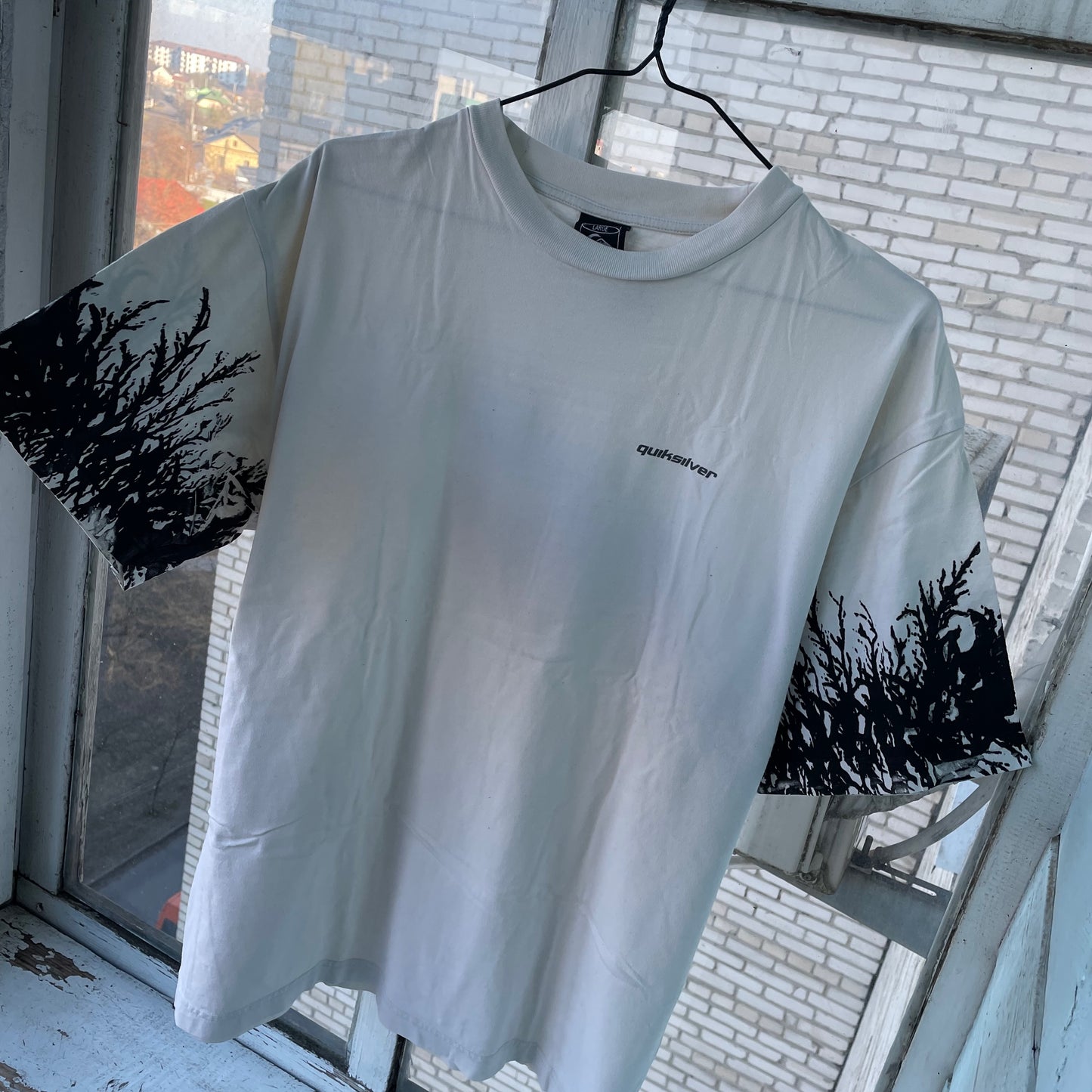 Custom Y2K Graphic Tee – White Oversized with Root Sleeve Print | Vintage Streetwear 1 of 1