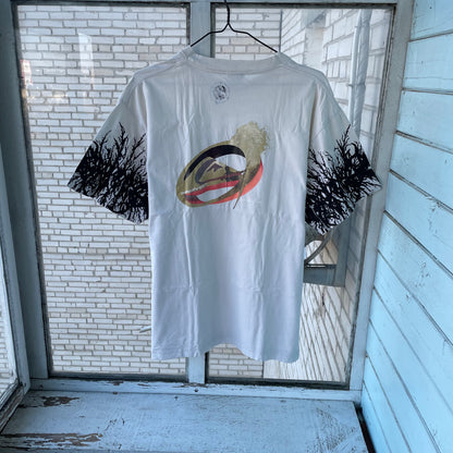Custom Y2K Graphic Tee – White Oversized with Root Sleeve Print | Vintage Streetwear 1 of 1