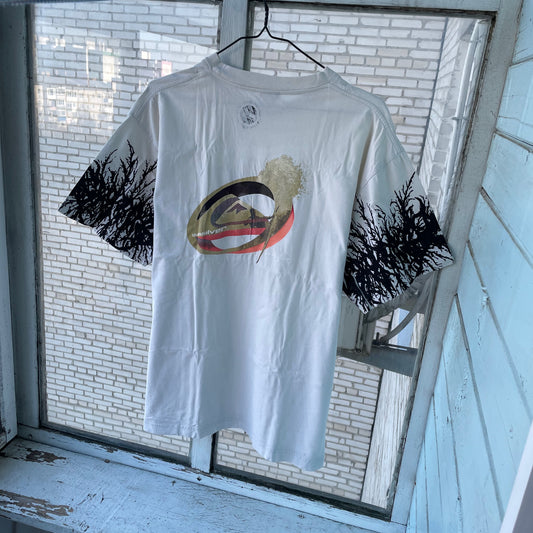 Custom Y2K Graphic Tee – White Oversized with Root Sleeve Print | Vintage Streetwear 1 of 1