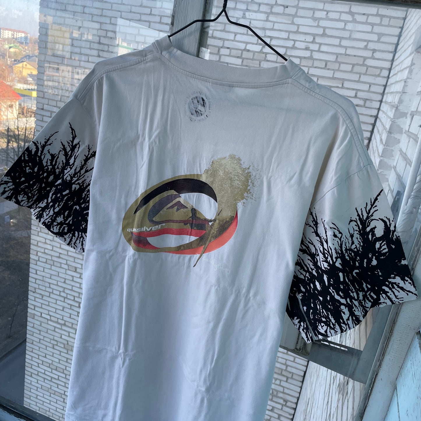Custom Y2K Graphic Tee – White Oversized with Root Sleeve Print | Vintage Streetwear 1 of 1
