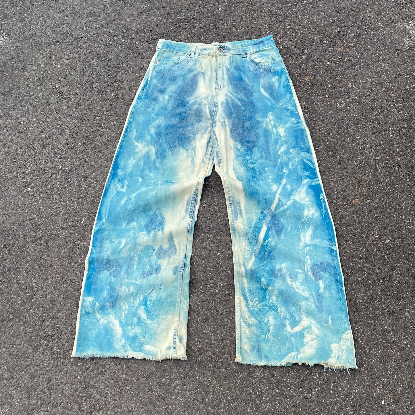 Custom Blue Cloud Dye Jeans – Unique Hand-Dyed Denim | 1 of 1 Art Piece
