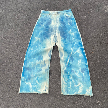 Custom Blue Cloud Dye Jeans – Unique Hand-Dyed Denim | 1 of 1 Art Piece