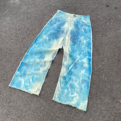Custom Blue Cloud Dye Jeans – Unique Hand-Dyed Denim | 1 of 1 Art Piece