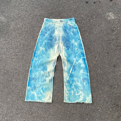 Custom Blue Cloud Dye Jeans – Unique Hand-Dyed Denim | 1 of 1 Art Piece