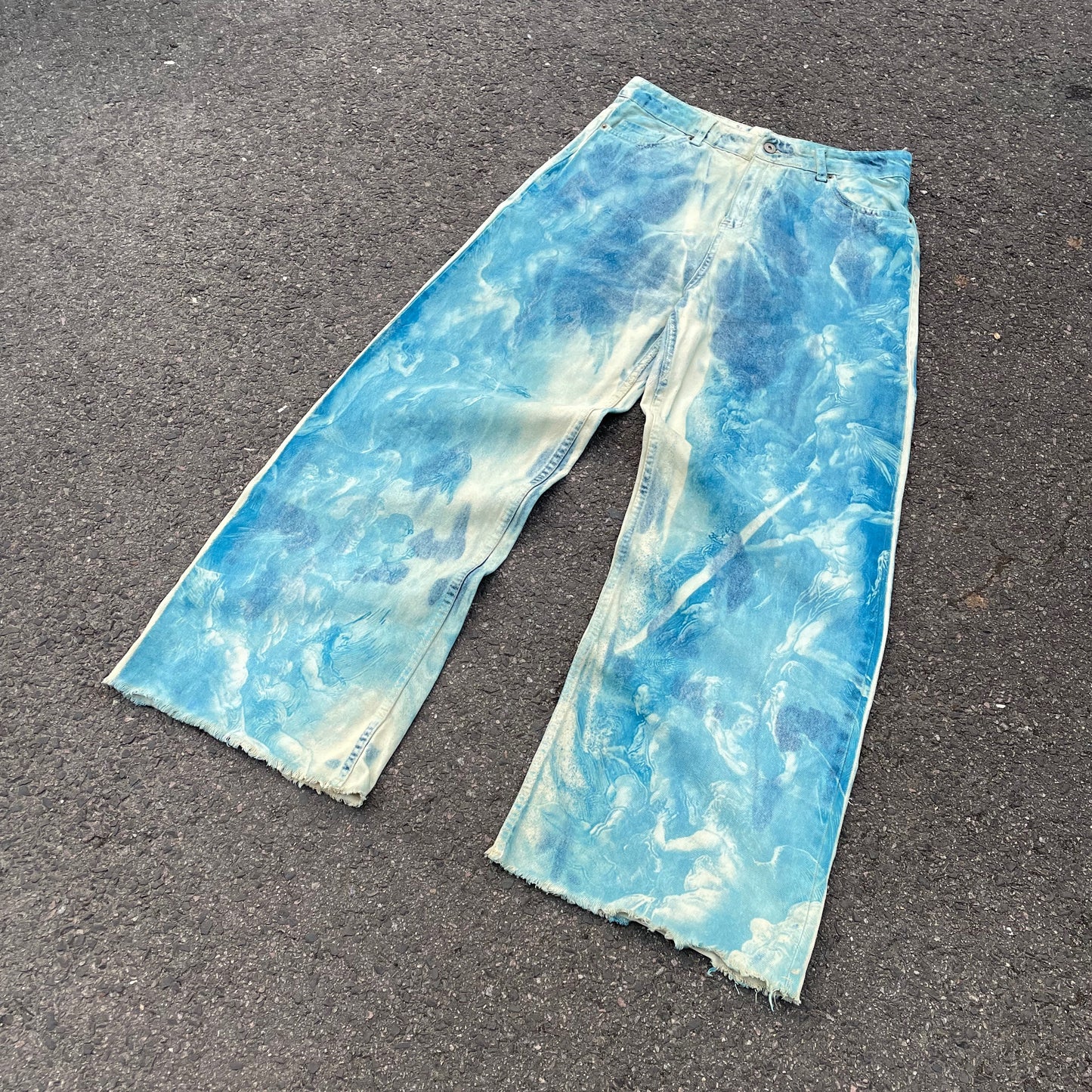 Custom Blue Cloud Dye Jeans – Unique Hand-Dyed Denim | 1 of 1 Art Piece