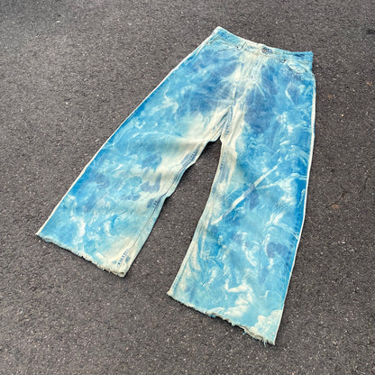 Custom Blue Cloud Dye Jeans – Unique Hand-Dyed Denim | 1 of 1 Art Piece