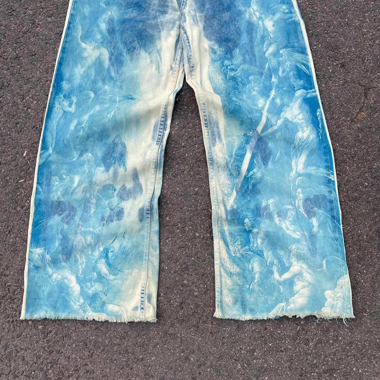 Custom Blue Cloud Dye Jeans – Unique Hand-Dyed Denim | 1 of 1 Art Piece